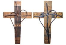 Load image into Gallery viewer, "Heart" Wine Barrel Stave Cross
