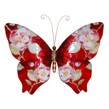 Load image into Gallery viewer, Butterfly Wall Decor Red With Flowers