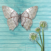 Load image into Gallery viewer, Butterfly Wall Decor Silver With Rust Dashes