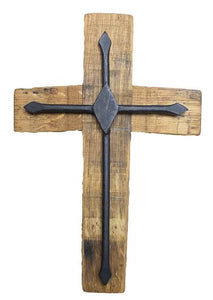 "Diamond" Wine Barrel Stave Cross