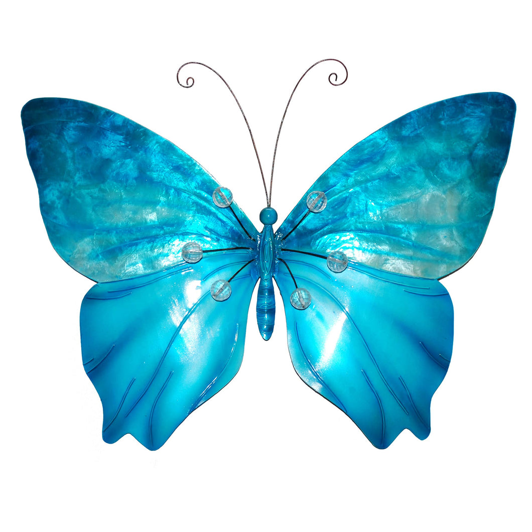 Butterfly Wall Decor Sea Blue With Beads