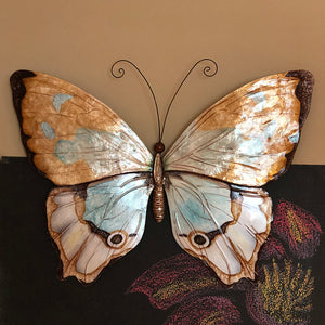 Butterfly Wall Decor Copper With Aqua