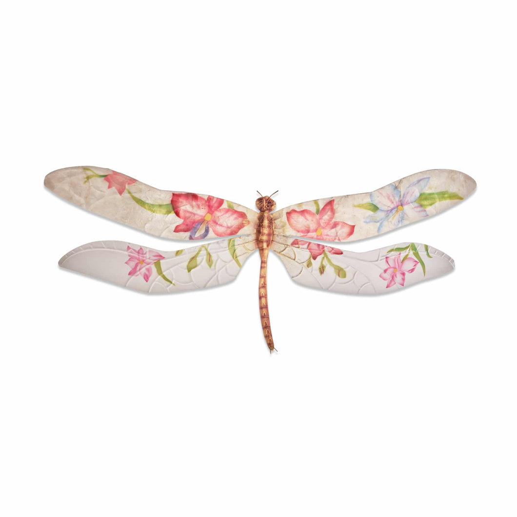 Dragonfly Wall Decor Purple And Red Flowers