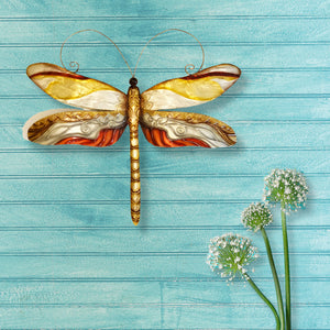 Dragonfly Wall Decor Pearl Tan And Brown