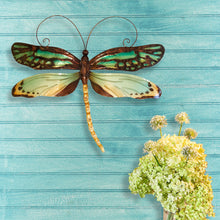 Load image into Gallery viewer, Dragonfly Wall Decor Aqua And Gold
