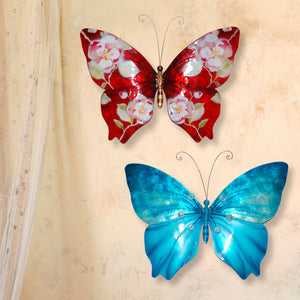 Butterfly Wall Decor Red With Flowers