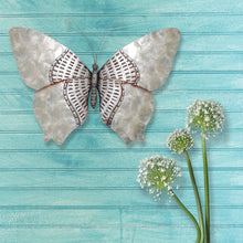 Load image into Gallery viewer, Butterfly Wall Decor Silver With Rust Dashes
